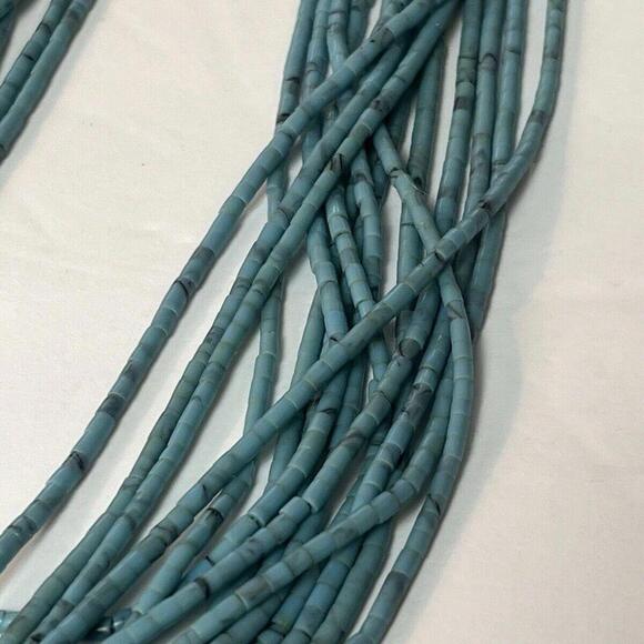 Blue Green Magnesite Turquoise Beads 13” Necklace - Picture 6 of 10